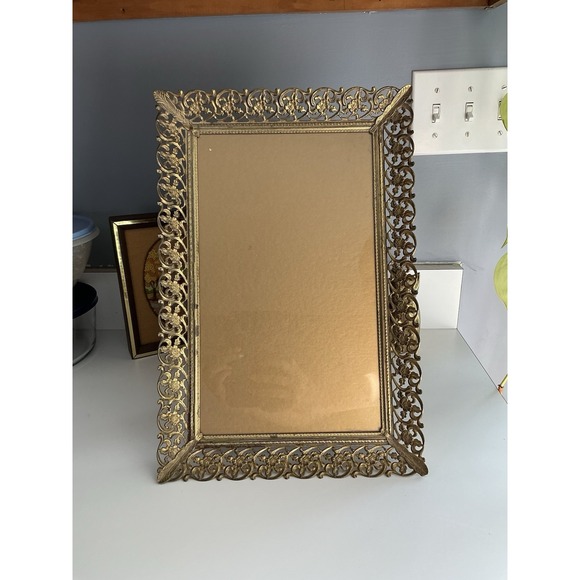 Large Vintage Ornate Hollywood Regency Picture Frame / Tray Floral